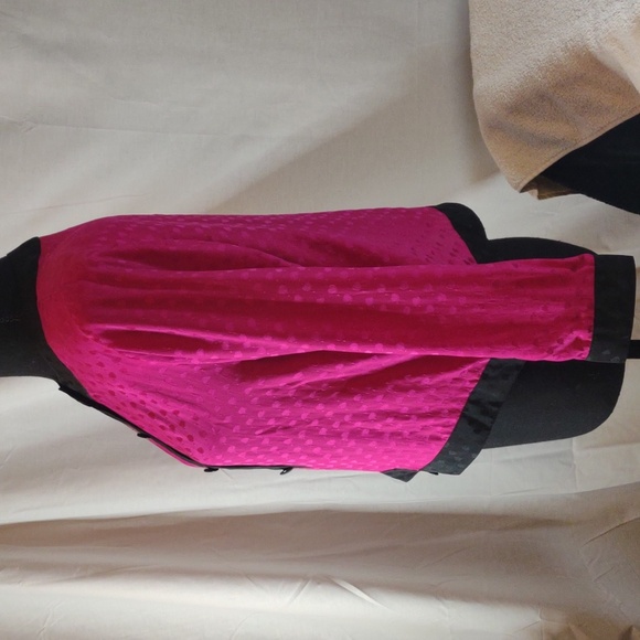 Vintage 80's Hot Pink w/Black Trim Long Sleeved Silk Button Up Blouse Size P8 - Picture 6 of 15